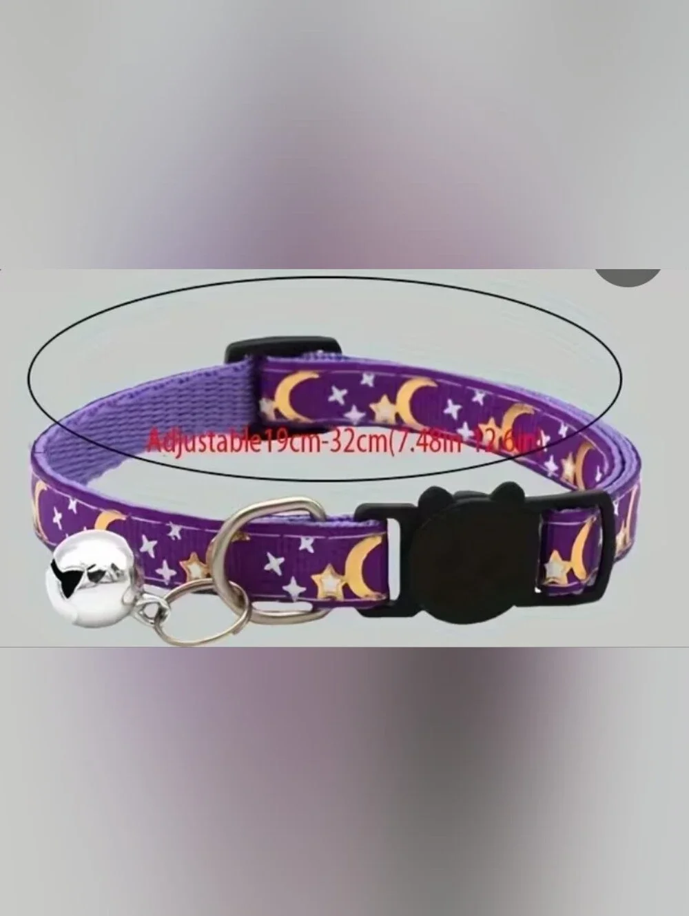 Purple Moon & Stars Cat Collar with Bell